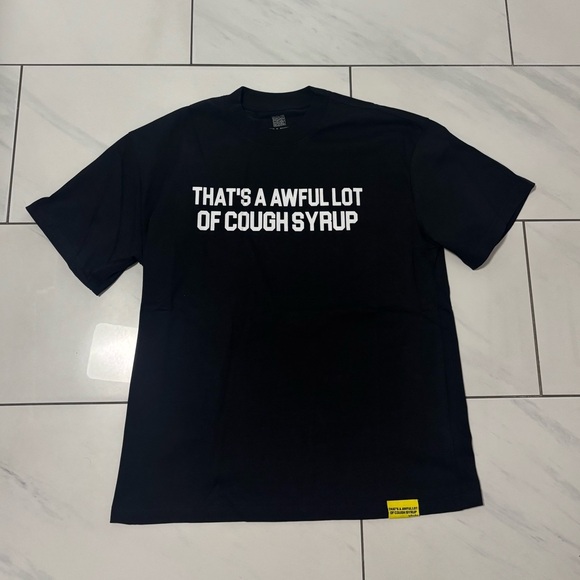 Black Graphic Tee with Bold Text - Picture 1 of 4